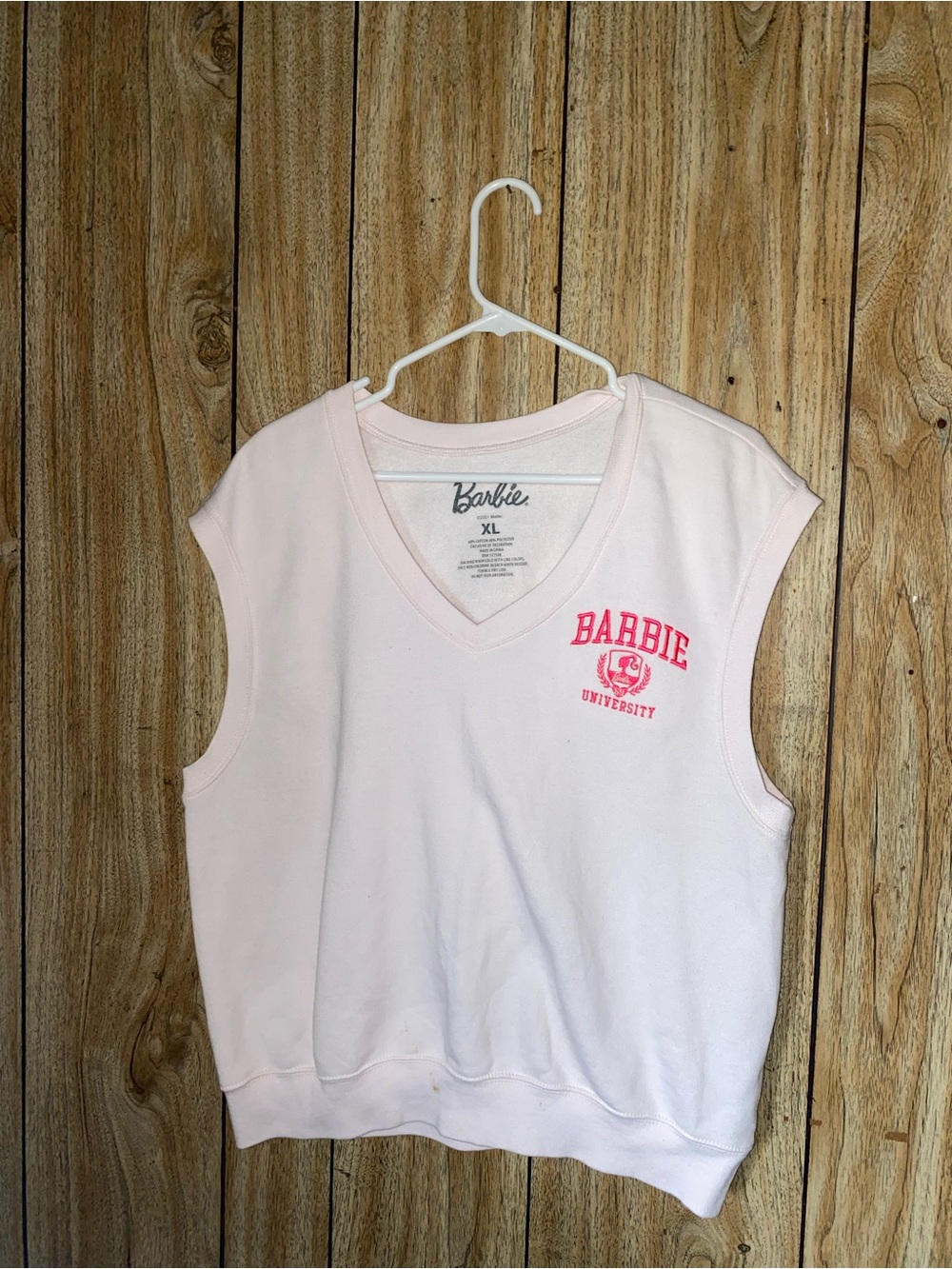 Barbie university embroidery pink sweater